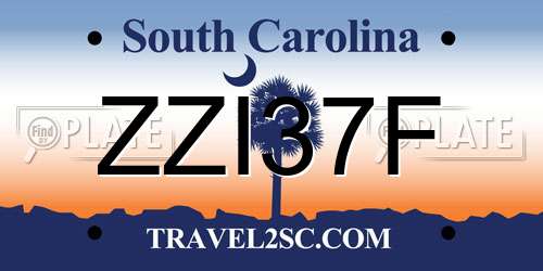 ZZI37F South Carolina License Plate