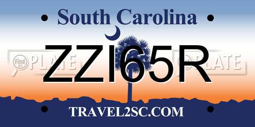 ZZI65R South Carolina License Plate