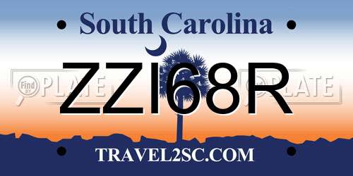 ZZI68R South Carolina License Plate