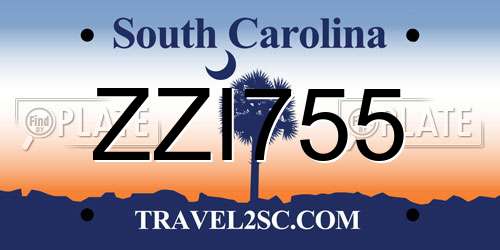 ZZI755 South Carolina License Plate