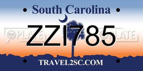 ZZI785 South Carolina License Plate