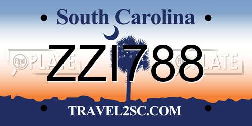 ZZI788 South Carolina License Plate