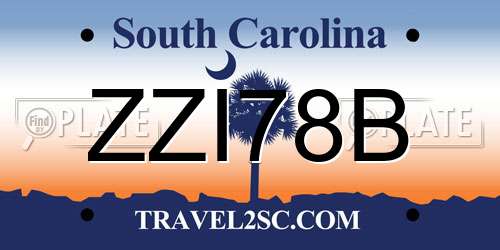 ZZI78B South Carolina License Plate