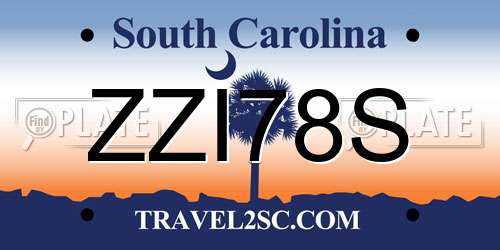 ZZI78S South Carolina License Plate