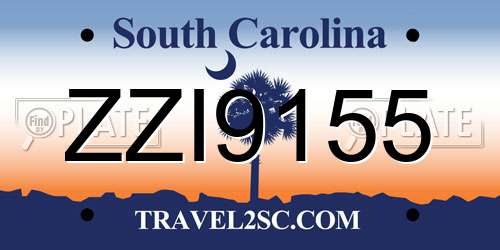 ZZI9155 South Carolina License Plate