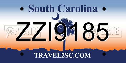 ZZI9185 South Carolina License Plate