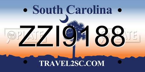 ZZI9188 South Carolina License Plate