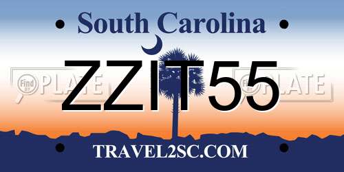 ZZIT55 South Carolina License Plate