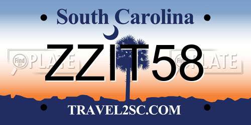 ZZIT58 South Carolina License Plate