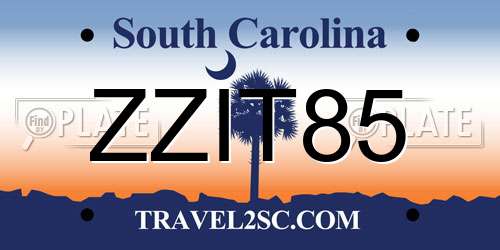ZZIT85 South Carolina License Plate