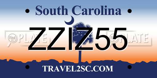 ZZIZ55 South Carolina License Plate