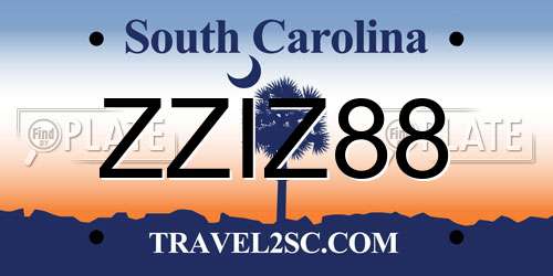 ZZIZ88 South Carolina License Plate