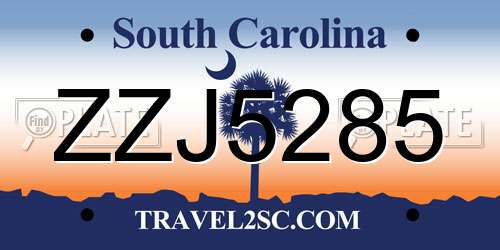 ZZJ5285 South Carolina License Plate