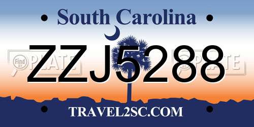 ZZJ5288 South Carolina License Plate