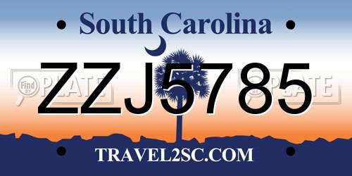 ZZJ5785 South Carolina License Plate