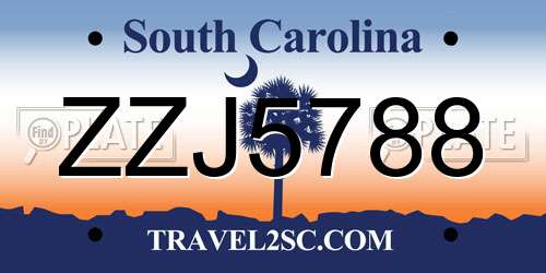 ZZJ5788 South Carolina License Plate