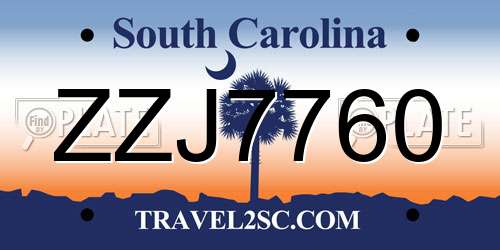 ZZJ7760 South Carolina License Plate