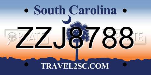 ZZJ8788 South Carolina License Plate