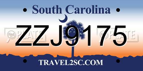 ZZJ9175 South Carolina License Plate