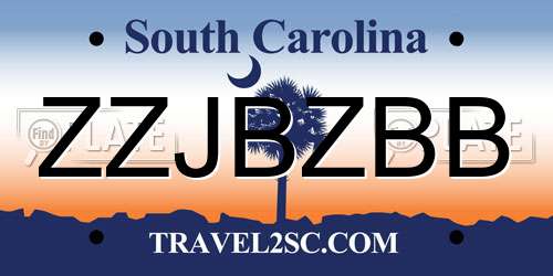ZZJBZBB South Carolina License Plate
