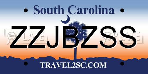 ZZJBZSS South Carolina License Plate