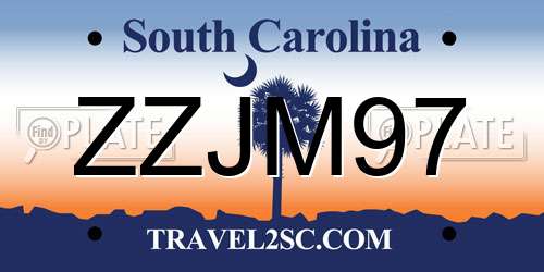 ZZJM97 South Carolina License Plate