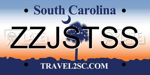 ZZJSTSS South Carolina License Plate