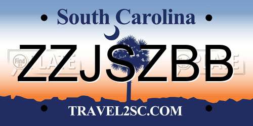 ZZJSZBB South Carolina License Plate