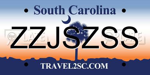 ZZJSZSS South Carolina License Plate