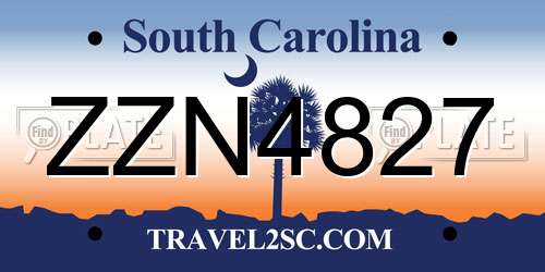 ZZN4827 South Carolina License Plate