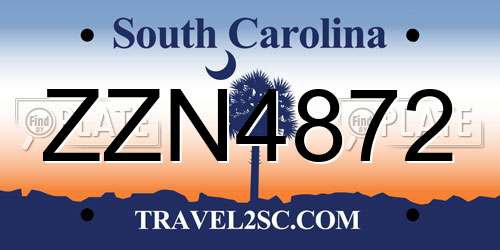 ZZN4872 South Carolina License Plate