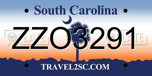 ZZO3291 South Carolina License Plate
