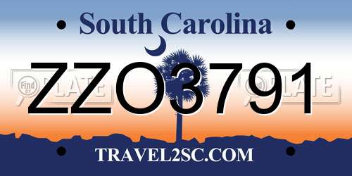 ZZO3791 South Carolina License Plate