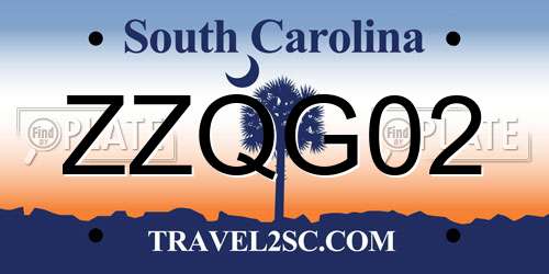 ZZQG02 South Carolina License Plate