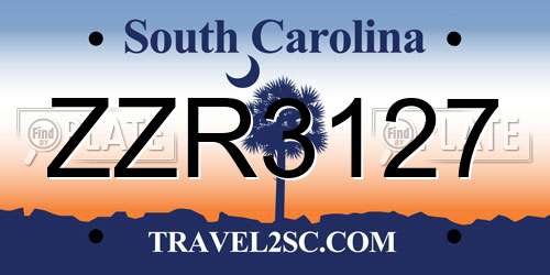 ZZR3127 South Carolina License Plate