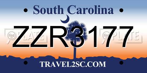 ZZR3177 South Carolina License Plate