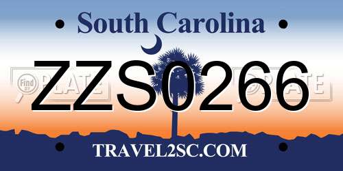 ZZS0266 South Carolina License Plate