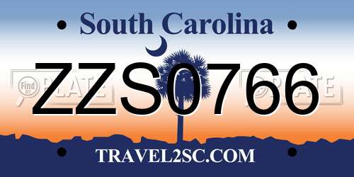 ZZS0766 South Carolina License Plate