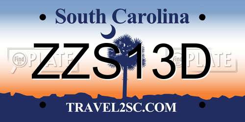 ZZS13D South Carolina License Plate