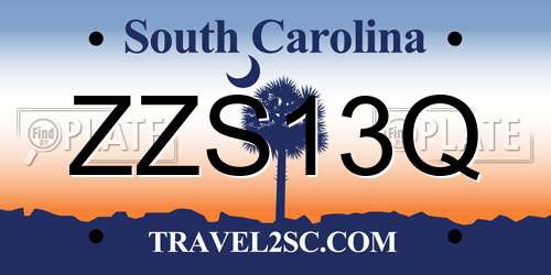 ZZS13Q South Carolina License Plate