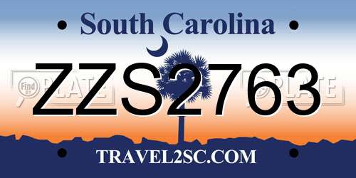 ZZS2763 South Carolina License Plate