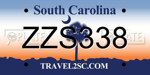 ZZS338 South Carolina License Plate