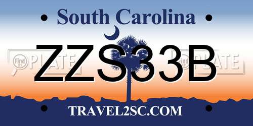 ZZS33B South Carolina License Plate