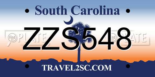 ZZS548 South Carolina License Plate