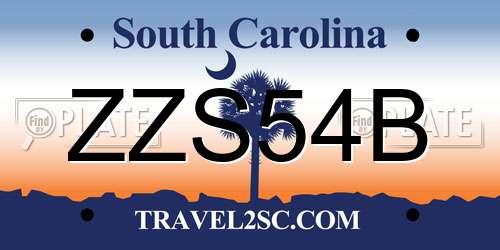 ZZS54B South Carolina License Plate