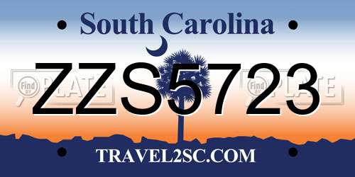 ZZS5723 South Carolina License Plate