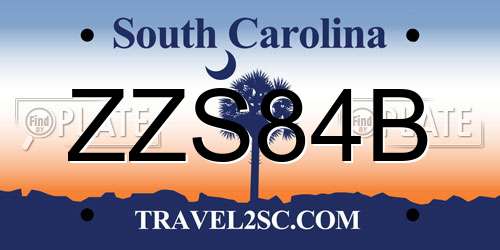 ZZS84B South Carolina License Plate