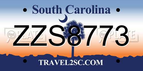 ZZS8773 South Carolina License Plate
