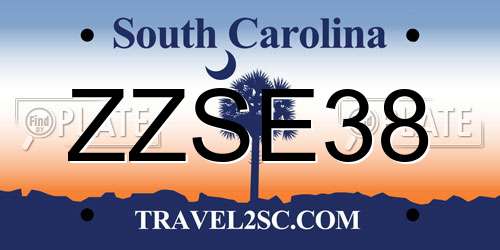 ZZSE38 South Carolina License Plate