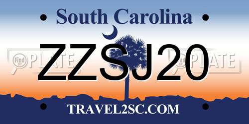 ZZSJ20 South Carolina License Plate